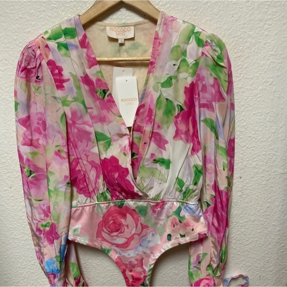 [SOLD] Rococo Sand - Alora Floral-Print Stretch-Crepe Bodysuit - Picture 4 of 6